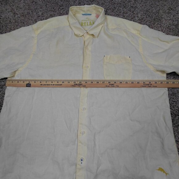 Tommy Bahama Relax Shirt Mens 2XL XXL Yellow 100% Linen Long Sleeve Pocket - Picture 4 of 5